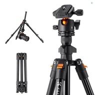 T&amp;L K&amp;F CONCEPT Portable Camera Tripod Stand Aluminum Alloy 160cm/62.99 Max. Height 8kg/17.64lbs Load Capacity Low Angle Photography Travel Tripod with Carrying Bag for DSLR Cam