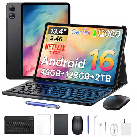 Aorlym P13 Tablet 13 inch Android 16 2 in 1 PC 13.4" 2.4K Gemini AI 12000mAh Battery 48GB RAM (8+40)
