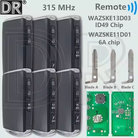 DR WAZSKE11D01 WAZSKE13D03 315MHz 6A/ID49 Chip Car Remote Key For Mazda 3 6 MX-5 MIATA CX-9 CX-3 CX-