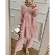 ST Set Tunic Top and Moscrepe Tile Dot Candytuft Pants