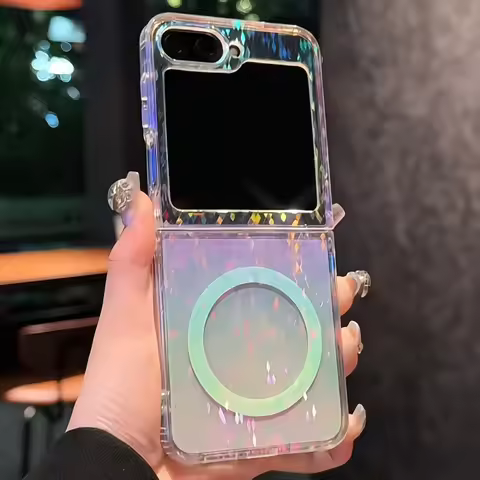 Z Flip 7 Case Laser for Magsafe Transparent Folding Cases for Samsung Galaxy Z Flip 7 6 5 4 3 Flip7f