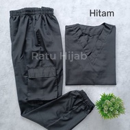 Baju Ok Oka JOGGER Cargo Toyobo Jaga Dokter Scrub Medis Perawat Lengan Pendek