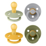 BIBS Pacifiers - Colour 4 Pack | Round Nipple Baby Pacifier | BPA Free Natural Rubber Latex Soother 