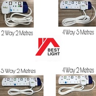 Portable Multi Extension Wire Trailing Socket 3/4/5 way (2 metres / 5 metres)