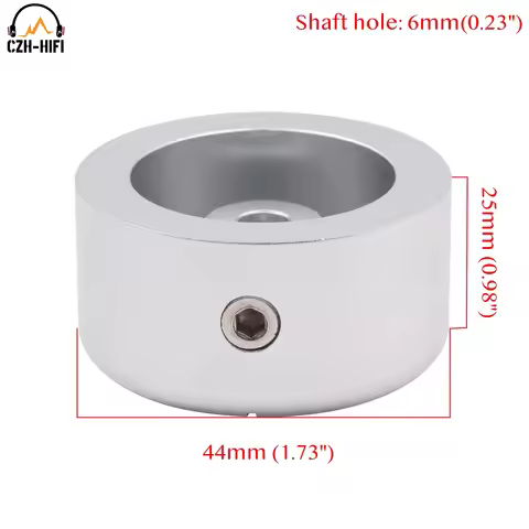 1pc 44x25mm Silver Machined Solid Aluminum Knob For AMP Speaker Vinyle Turntable Recorder Potentiome