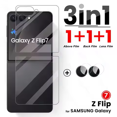 3In1 Camera Glass & Tempered Glass Outer Screen Protector Back Cover Film For Samsung Galaxy Z Flip 