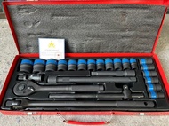 ชุดบล็อก 12เหลี่ยม Euro king tools ลมดำ / สีเงิน 24ชิ้น ขนาด 1/2"