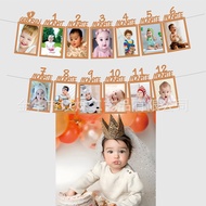 Ready Stock ️ 1st Baby One Year Old 12 Months Birthday Photo Pull Flag One Year Old Birthday Decorat