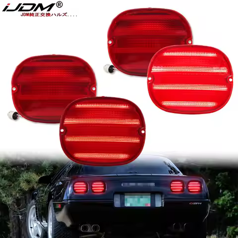 4x Red LED Taillights Assy Kit For Chevrolet Corvette C4 1991-1996 ZR-1 1990-1995 Rear Bumper Car Br