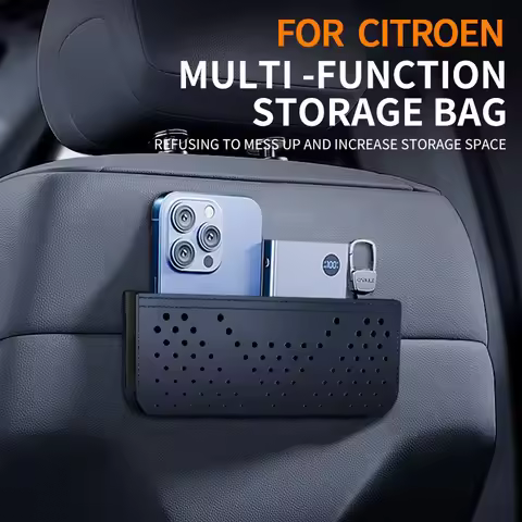 Multi Install Self Adhesive Car Storage Pocket Perforated Breathable Leather Car Organizer,For Citro