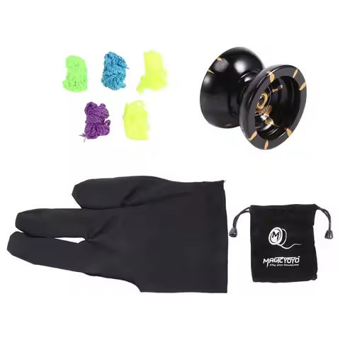 A84F-Magicyoyo N11 Alloy Aluminum Professional Yoyo Unresponsive Yoyo Ball (Black Golden) Bag, Glove