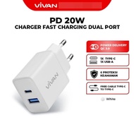 VIVAN POWER C21 Charger 2Port + Type-C to Type-C Cable 20W
