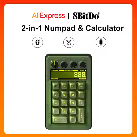 8BitDo Retro 18 Xbox Licensed Green Mechanical Numpad BT 2.4G Type-C Wired Hot-Swappable Calculator 