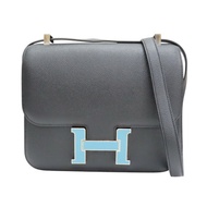 黑色 Epsom牛皮 Constance 24 康康包 肩背包 X刻 銀扣【HERMES 愛馬仕】