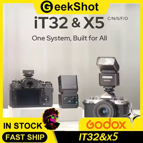 Godox iT32&X5 iFlash Camera Flash TTL HSS Rotating Head on Camera Flash Light X5 C/S/N/F/O Wireless 