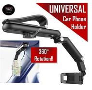🔥SG SELLER🔥 Car Phone Holder Sun Visor Mount Universal 1080˚ Rotation Handphone Stand Clip On