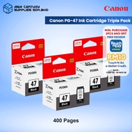 Canon PG-47 Black X 3 PCS (Triple Pack) Ink Cartridge / Canon E400 E410 E470 E417 E460 E477 E480 E27
