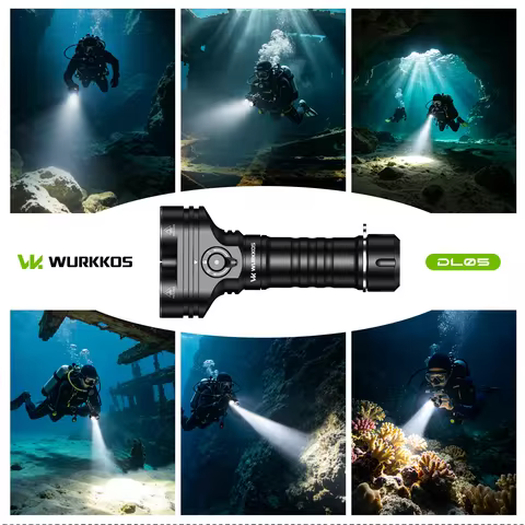 Wurkkos DL05 Professional Diving Flashlight SFT70 2.0 6000LM Dual-Head Light IPX8 26800 7500mAh Batt