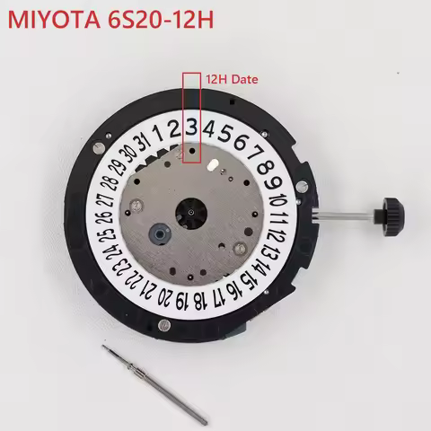 Japan Miyota 6S20-12H Quartz Movement 12H Datewheel Display 6S20 Mod Replace Mechanism with Battery