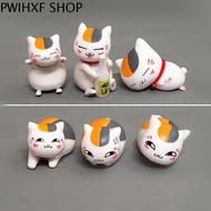 PWIHXF 6pcs/set พีวีซีพีวีซี โมเดลครูแมวอะนิเมะ การ์ตูนลายการ์ตูน ฟิกเกอร์ เครื่องประดับ nyanko Sens