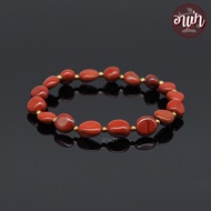อาเป่า หินเรดแจสเปอร์ รูปทรงอิสระ + เม็ดคั่น แร่เฮมาไทต์ Red Jasper ขนาด 7 - 9 มิล หินแห่งการบำบัดรั