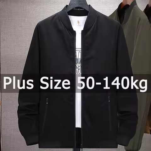 Plus Size Men Black Jacket Coat Autumn Winter Long Sleeve Jacket 5XL 6XL 7XL 8XL Casual Loose Outwea