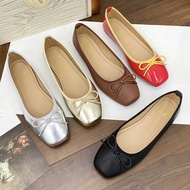 Red Soft Leather Ballet Flats - Large Sizes Available