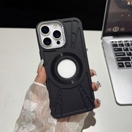適用蘋果16ProMax手機殼iPhone15大孔14Plus磁吸充電13防摔矽膠12新款軟殼11個性大孔保護套-黑色 iPhone 16 Pro Max
