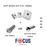 SLOT BLOCK PROFILE NUT C/W SCREW FOR ALUMINIUM PROFILE 2020 3030 4040