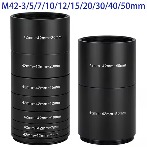 M42 Extension Tube Kit 3/5/7/10/12/15/20/30/40/50mm M42x0.75 on Both Sides for Astronomy Profession 