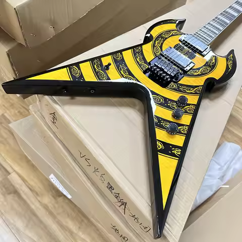 Ship US Yellow Wylde Audio Style Warhammer Electric Guitar 2EMG Pickups Electric Guitar-Themed Gift 