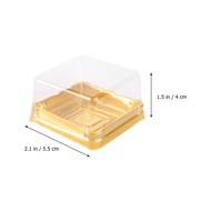 50pcs Plastic Square Moon Cake Boxes Egg-Yolk Puff Container Golden Packing Box (Small)