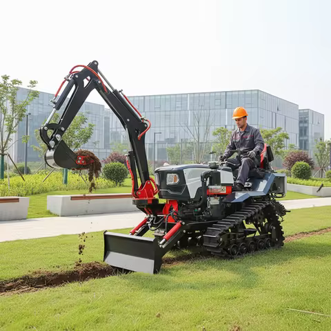 Multi-Purpose 25HP 35HP Diesel Crawler Tractor Excavator Mini Agricultural Tiller Cultivator Farming