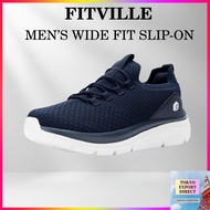 [FitVille] Wide Fit Sneakers for Men - 2E & 4E Extra Roomy, Comfortable Slip-On Walking Shoes, Athle