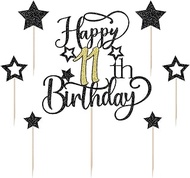 Sodasos Happy 1st Birthday Cake Toppers - Set of 7 Star Glitter for Celebrating Boy or Girl One Year