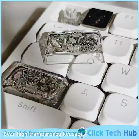 Gear High Transparency Keycaps 1.2u/1.5u/2.2u/6.25u Gold Silver Mechanical Punk Keycaps Space Key Me