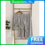 haven | Bộ Đồ Nữ Croptop Quần Dài Form Suông Cổ V Dài Thanh Lịch Set Suit Trang Phục Thể Thao Phù Hợ