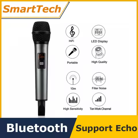 New K18V UHF Wireless Bluetooth Microphone Micro with Receicer Home Microphones Conference microfone