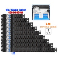 【HOT】 Network Rack Pdu Power Strip High-Power 4000w/8000w 16a/32a Air Switch 2-10 Ways Socket Without Wire Wiring Board