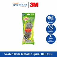 3M Scotch Brite 333 Stainless Steel Metallic Spiral Ball (3's)