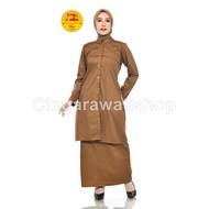 Seragam Tunik PNS Khaki Tua Wanita - Model Terbar