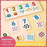 Wooden Number Matching Set Toys Montessori Smart Wooden Toys Help Children Develop Intellect Number 
