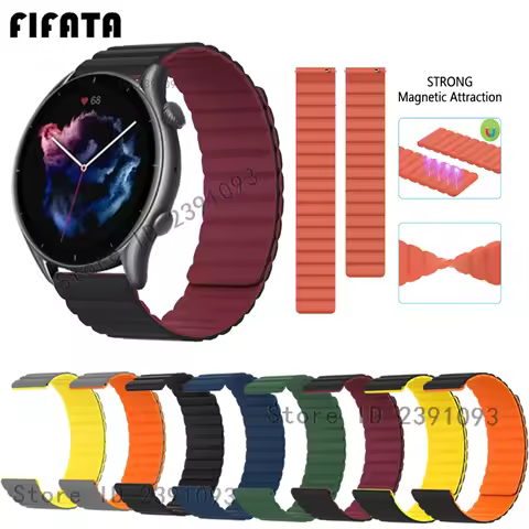 Magnetic Silicone Strap For Amazfit gtr 3/gtr 3 pro band Wristband For Amazfit pace/Stratos 2 2S 3/G