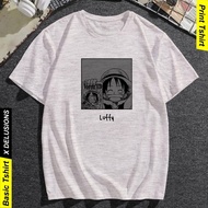 Kaos Anime One Piece Luffy Poster Wanted Baju Distro Kaos Pria Kekinian Oblong Dewasa Hitam Putih