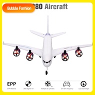 BUBBLE FASHION ของขวัญเด็ก สำหรับเครื่องบินแอร์บัส A380 ตัวควบคุม2.4G เครื่องร่อนบังคับวิทยุ ของเล่นเครื่องบิน เครื่องบินควบคุมระยะไกล โฟม EPP