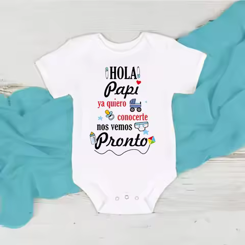 Hello Daddy I Want To Meet You See You Soon Print Baby Bodysuit Pregnancy Announcement Infant Outfit