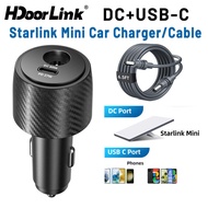 HdoorLink For Starlink Mini Dual Port DC+USB-C Car Charger PD27W Charger Adapter For Smart phone