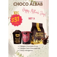 Mother's Day Set 3: Belgian Chocolate Drink + Belgian Dark Chocolate + Ruby Indulgence
