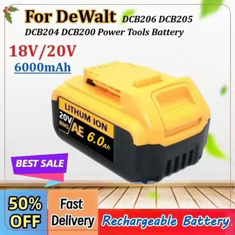 For DeWalt 18V/20V Lithium Ion Batteries 6000mAh 20V DCB203 Li-ion Battery Replacement DCB206 DCB205