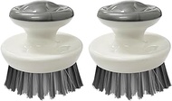 2Pcs Natural Durable Cleaning Dish Scrubber Brush with Handle ，Multipurpose Kitchen Cast Iron Scrubber for Pots, Grills, Ovens &amp; Other Tough Cleaning Jobs(Durable Plastic Style)